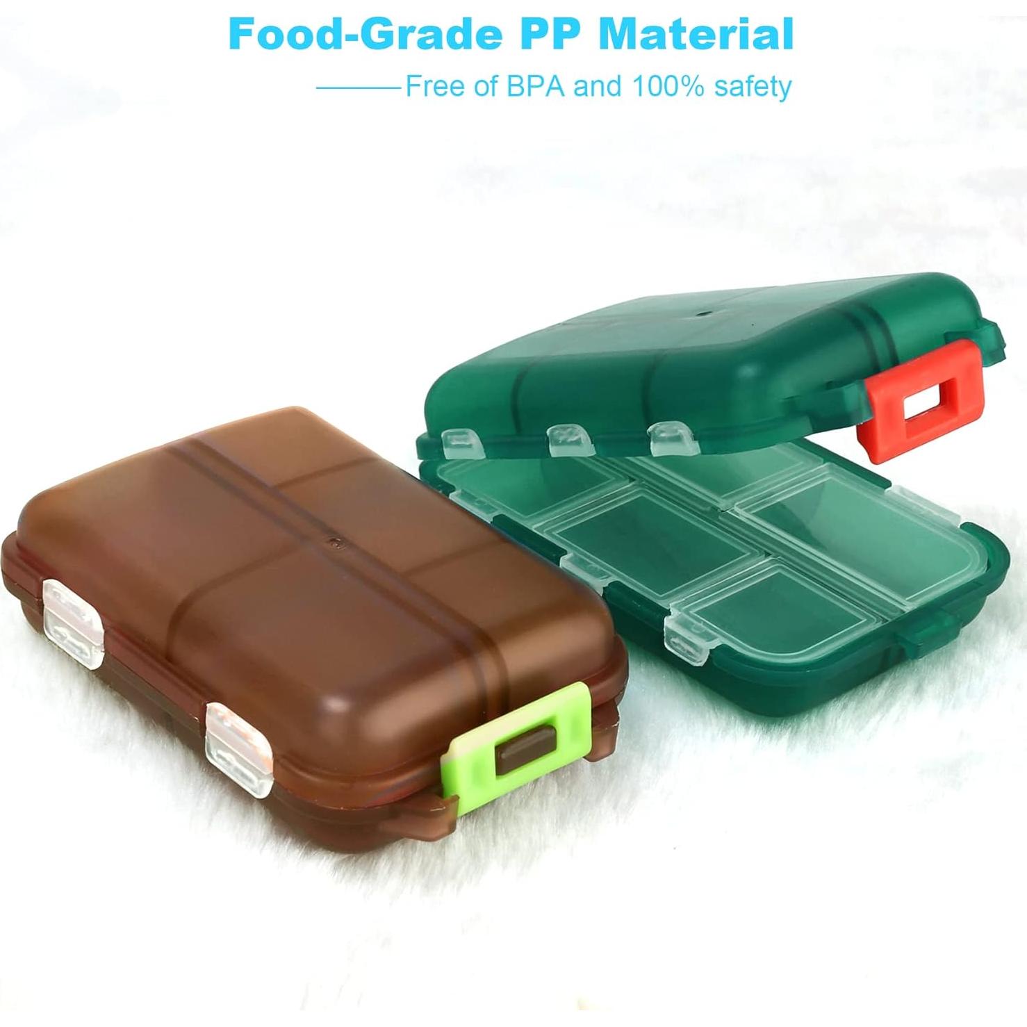 2 Cajas Organizadoras de Pastillas Portátiles Nspring 10 Compartimentos