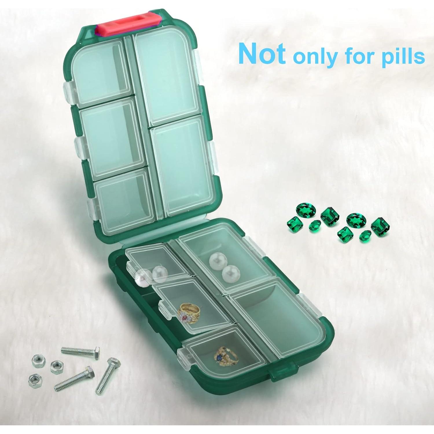 2 Cajas Organizadoras de Pastillas Portátiles Nspring 10 Compartimentos