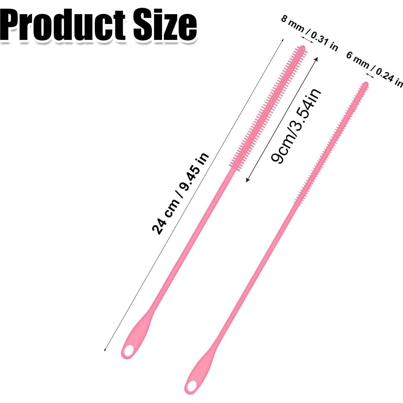 2 Cepillos de Silicona para Pajitas PEUTIER 6mm y 8mm Rosa
