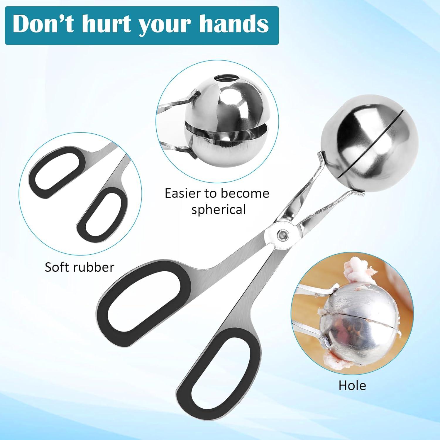 Hacedor de Albóndigas AHIER 2 Piezas Acero Inoxidable Antiadherente