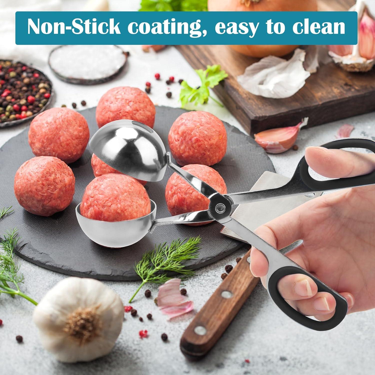 Hacedor de Albóndigas AHIER 2 Piezas Acero Inoxidable Antiadherente