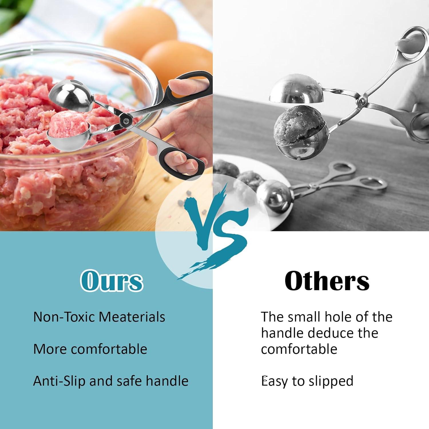 Hacedor de Albóndigas AHIER 2 Piezas Acero Inoxidable Antiadherente