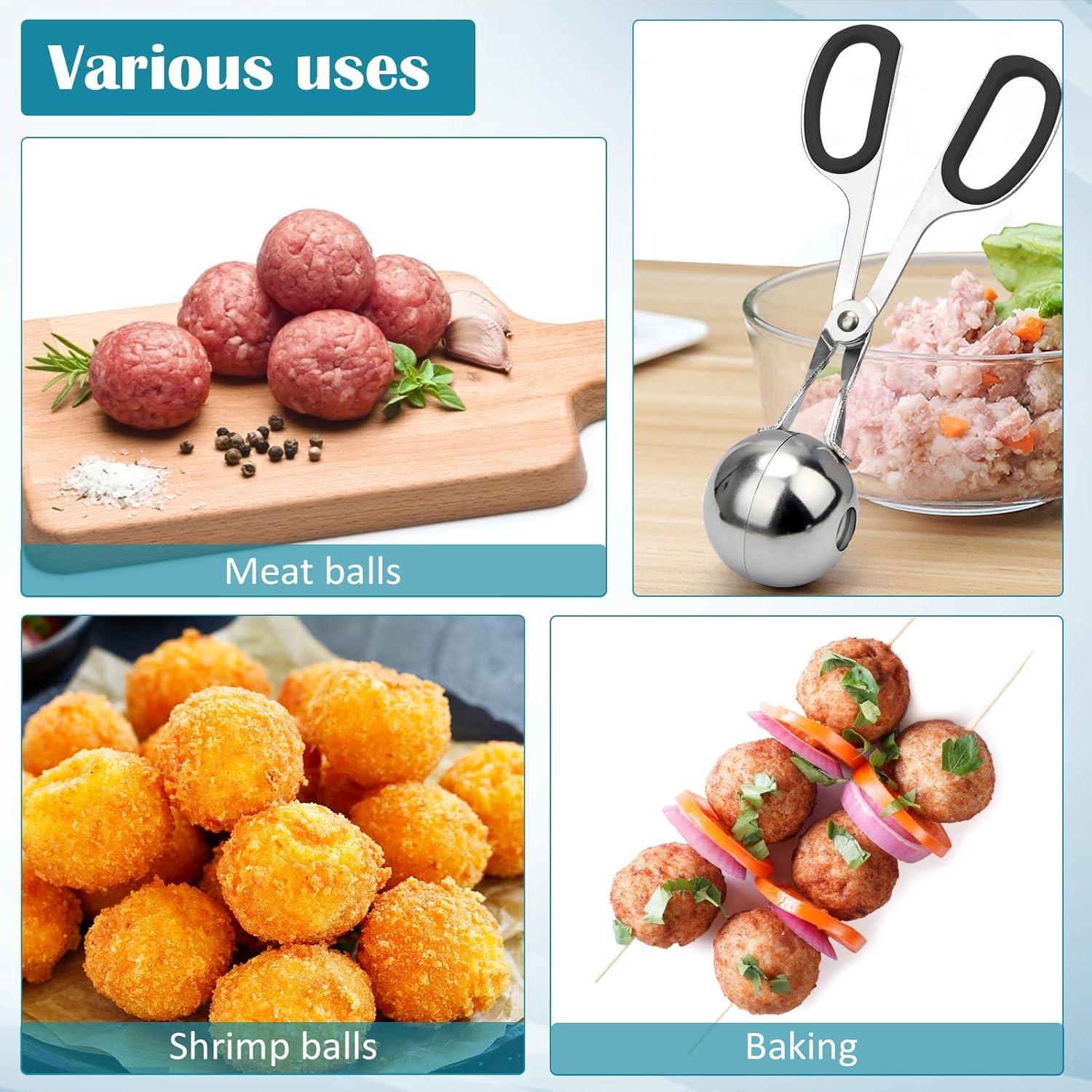 Hacedor de Albóndigas AHIER 2 Piezas Acero Inoxidable Antiadherente