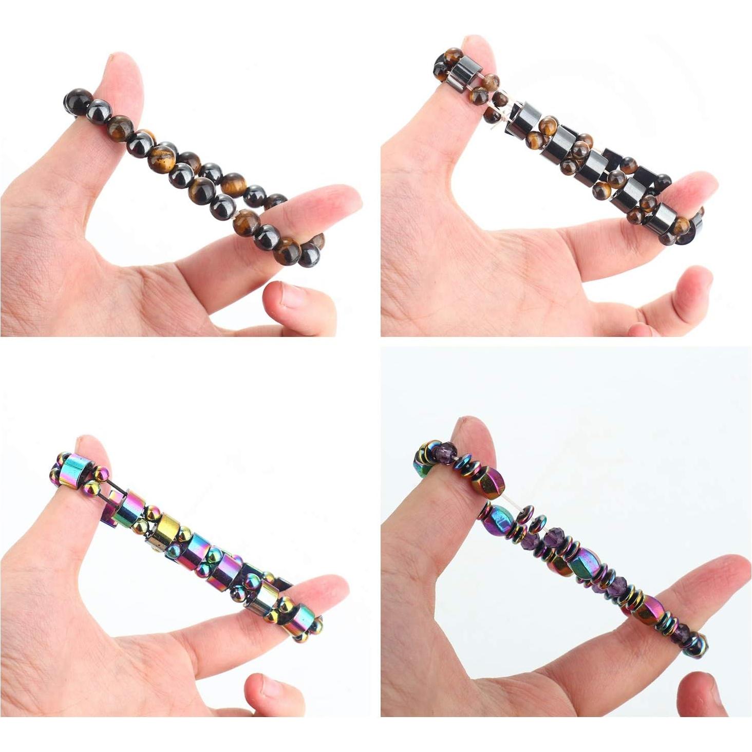 CASSIECA Pulsera Magnética de Hematita 12 Piezas Ajustables