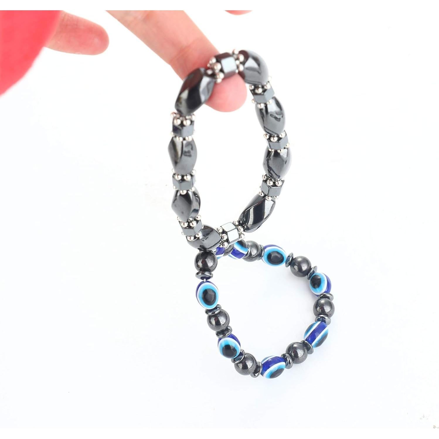 CASSIECA Pulsera Magnética de Hematita 12 Piezas Ajustables