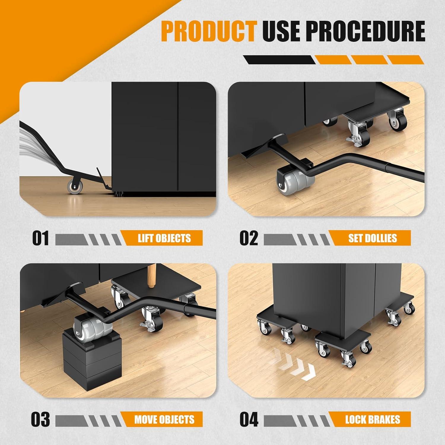 Carro de Muebles LOYAL TIGER 680kg 5 Ruedas 13.7cm Negro