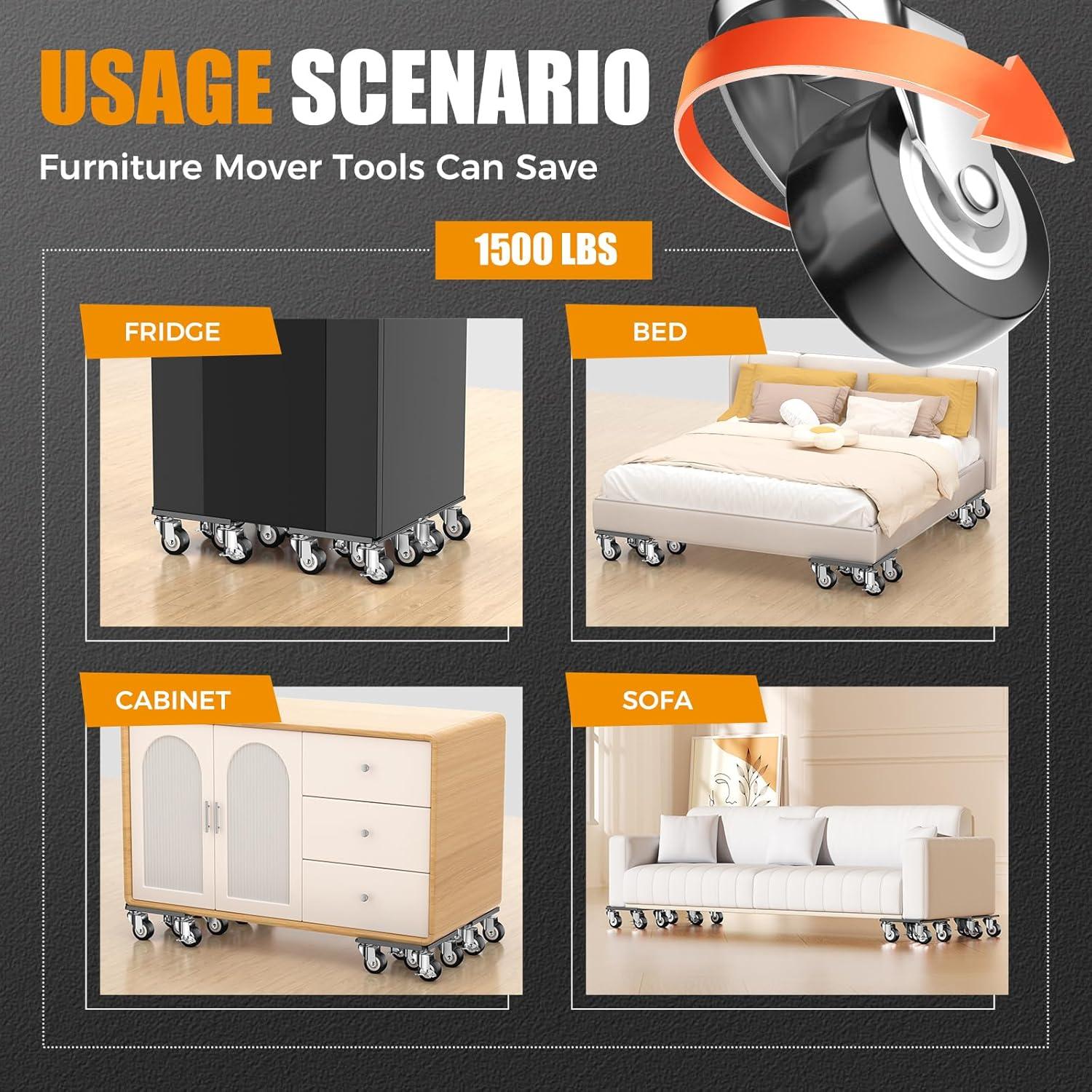 Carro de Muebles LOYAL TIGER 680kg 5 Ruedas 13.7cm Negro