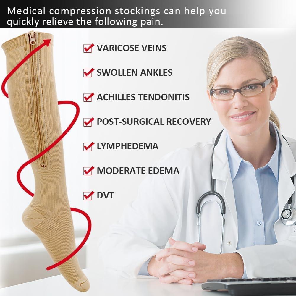 Calcetines de Compresión Ailaka Unisex 15-20 mmHg con Cremallera