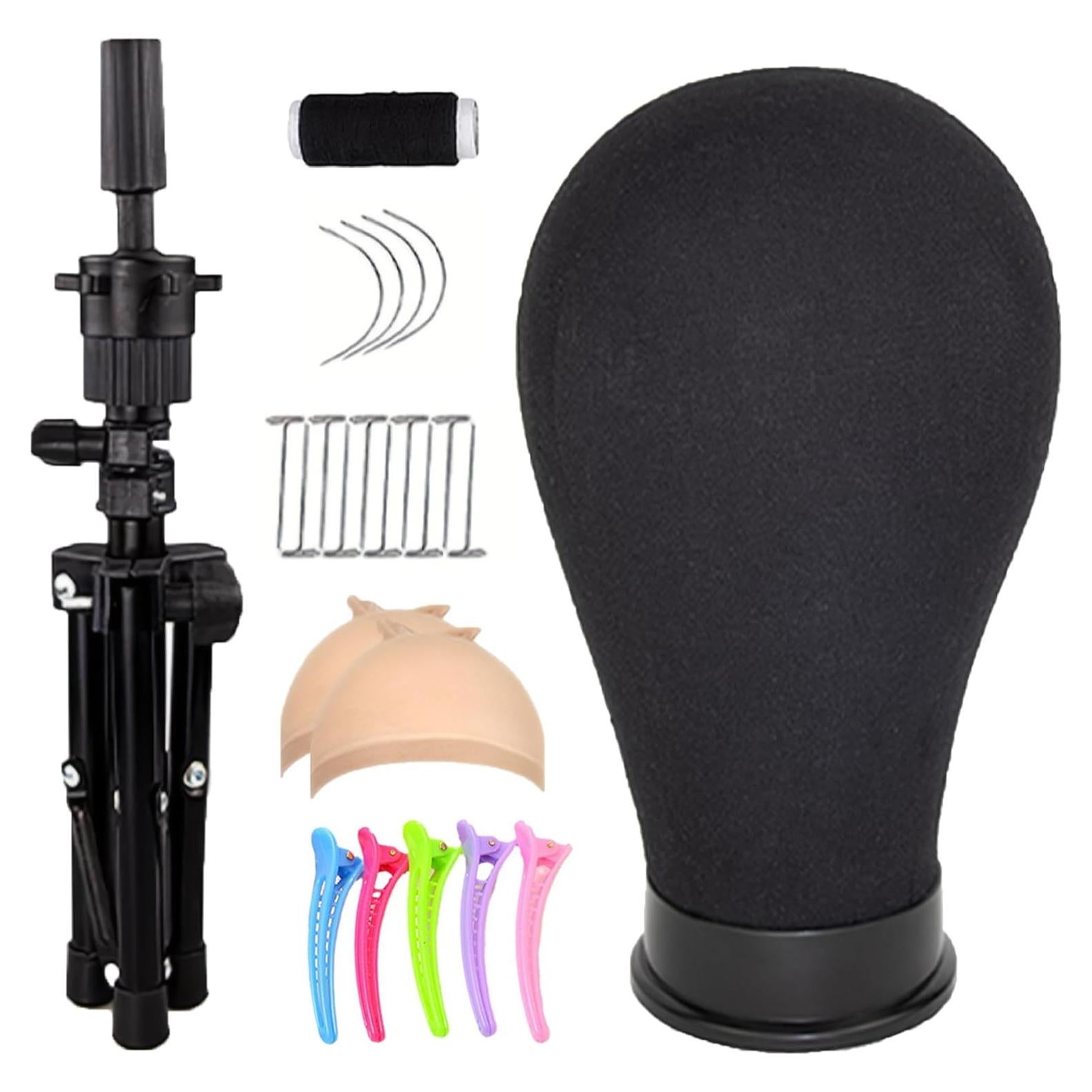 Cabeza de Maniquí de Lienzo ZKSWT 23" con Soporte y Accesorios