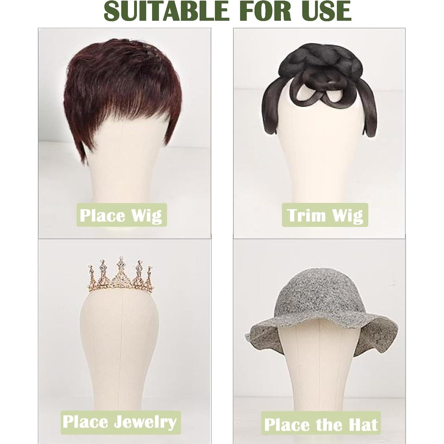 Cabeza de Maniquí de Lienzo ZKSWT 23" con Soporte y Accesorios