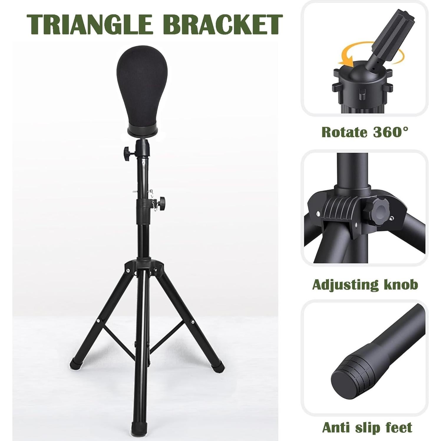 Cabeza de Maniquí de Lienzo ZKSWT 23" con Soporte y Accesorios