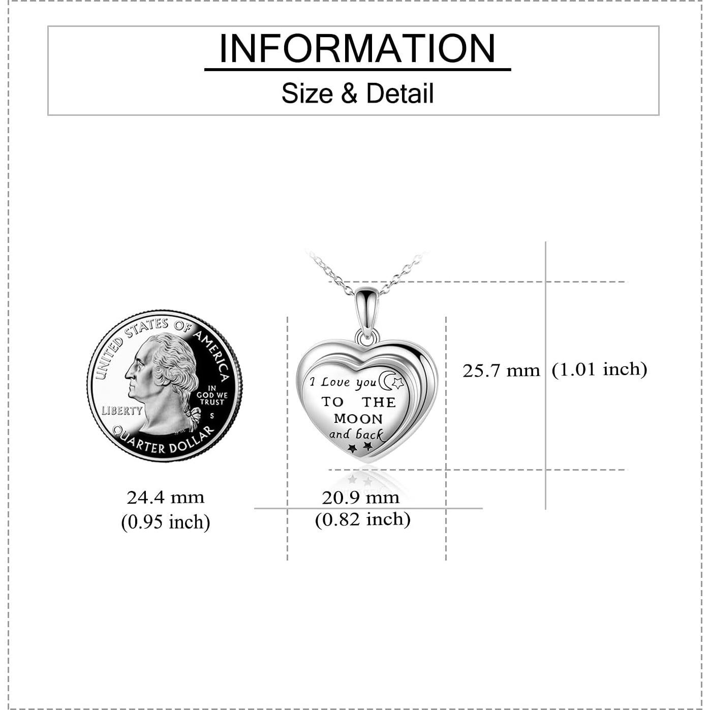 Collar Medallón de Plata de Ley 925 Te Amo hasta la Luna