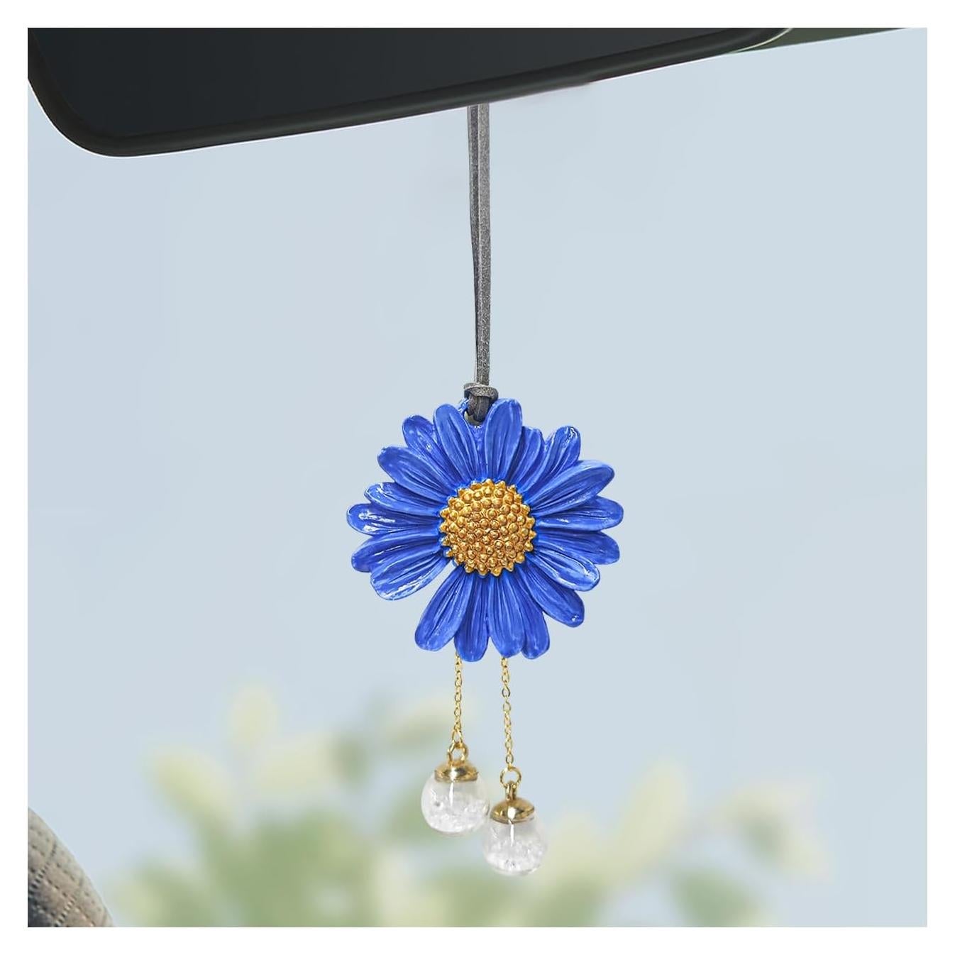 Adorno Colgante Daisy para Auto Wevdn - Yeso Azul 11x6 cm