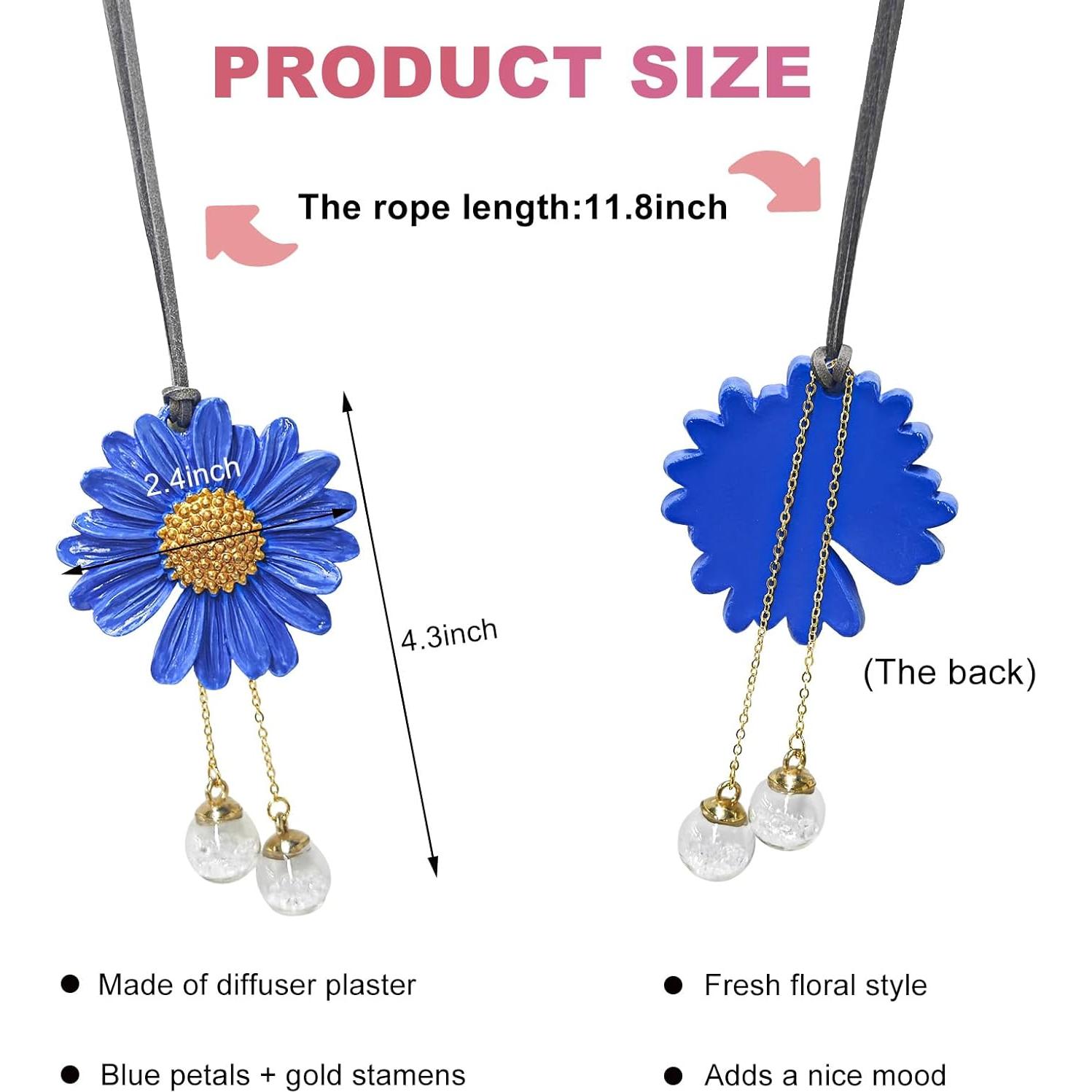 Adorno Colgante Daisy para Auto Wevdn - Yeso Azul 11x6 cm