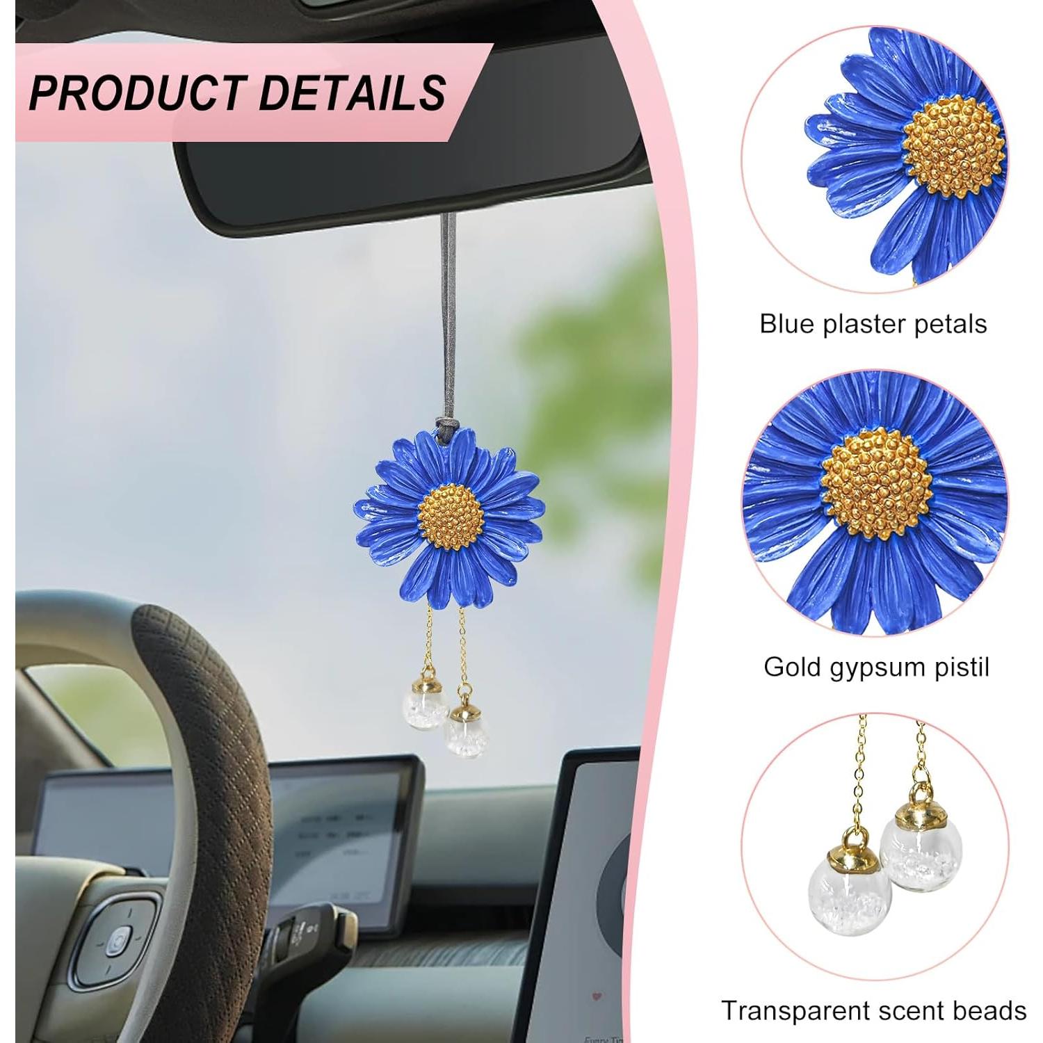 Adorno Colgante Daisy para Auto Wevdn - Yeso Azul 11x6 cm