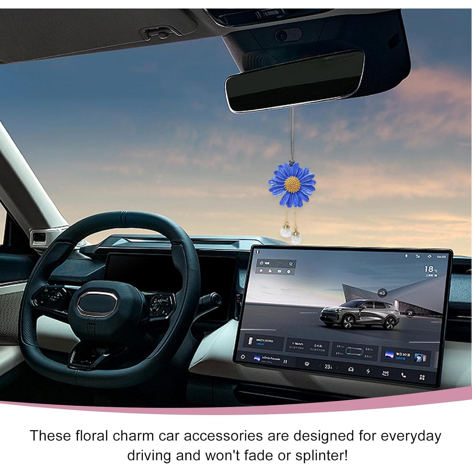 Adorno Colgante Daisy para Auto Wevdn - Yeso Azul 11x6 cm