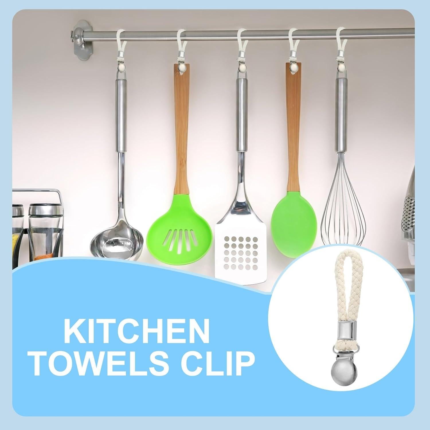 Clip de Toallas de Cocina PATIKIL, Metal, Beige, Paquete de 4