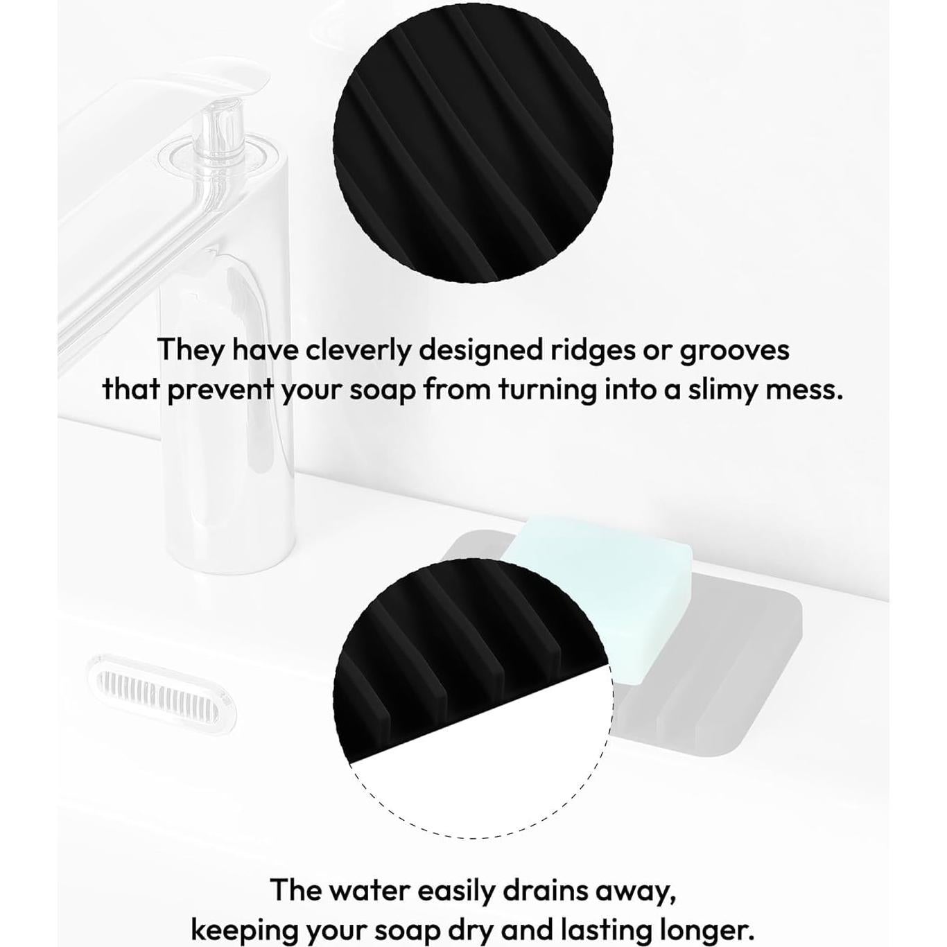 Jabonera Autodrenante de Silicona Jomeech Negra 11.4x7.9cm