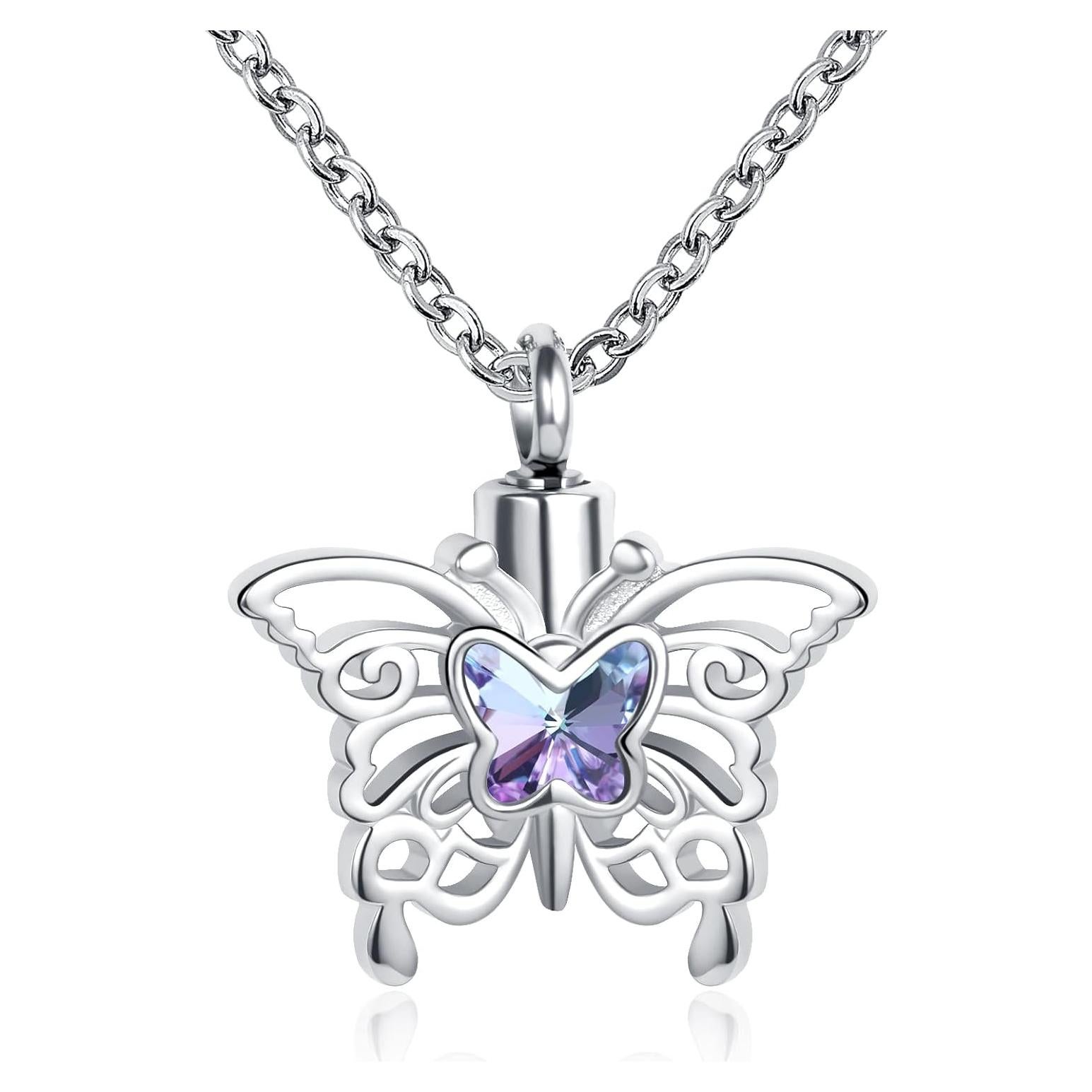 Collar de Urna de Cremación Mariposa QeenseKc Acero Inoxidable
