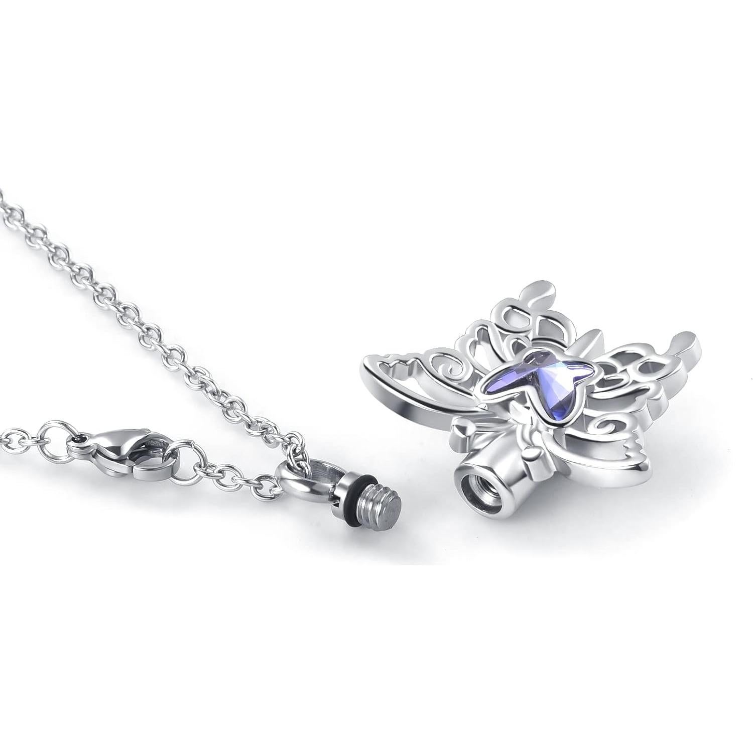 Collar de Urna de Cremación Mariposa QeenseKc Acero Inoxidable