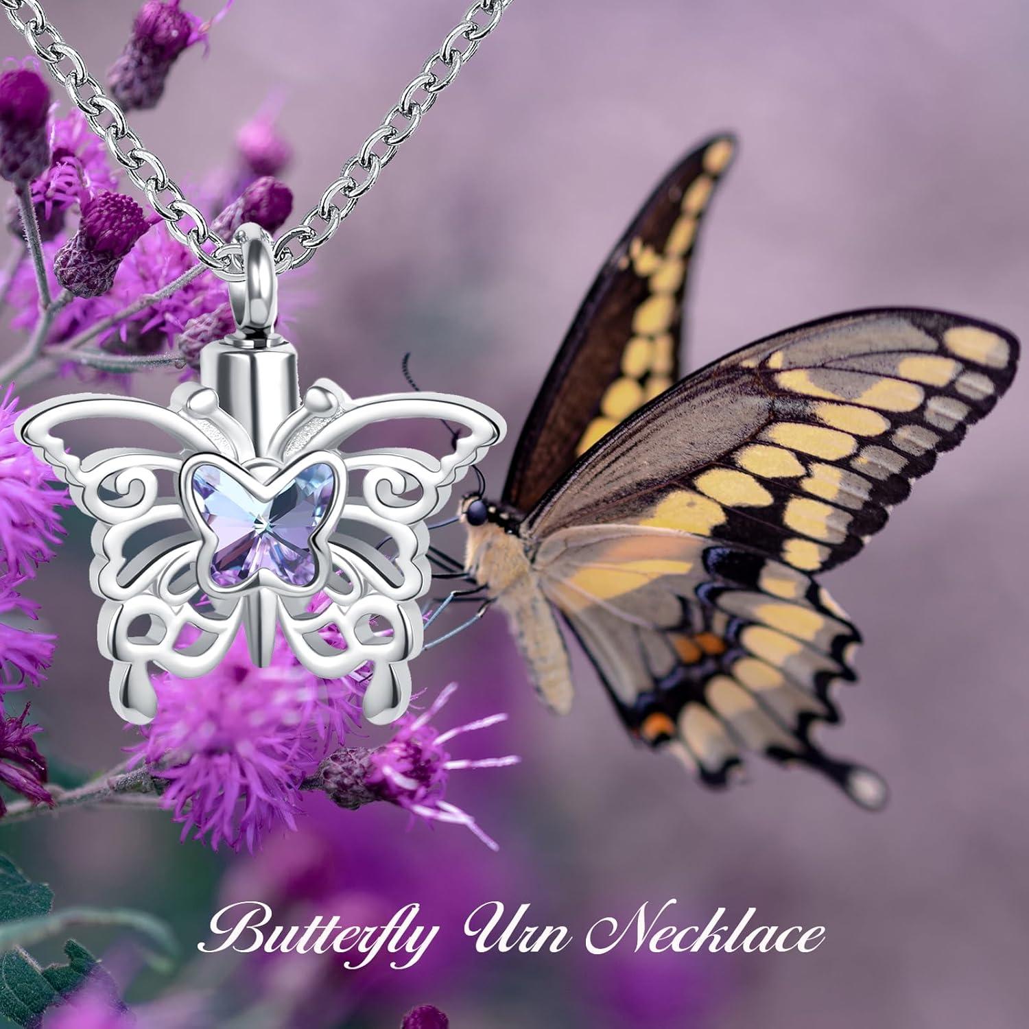 Collar de Urna de Cremación Mariposa QeenseKc Acero Inoxidable