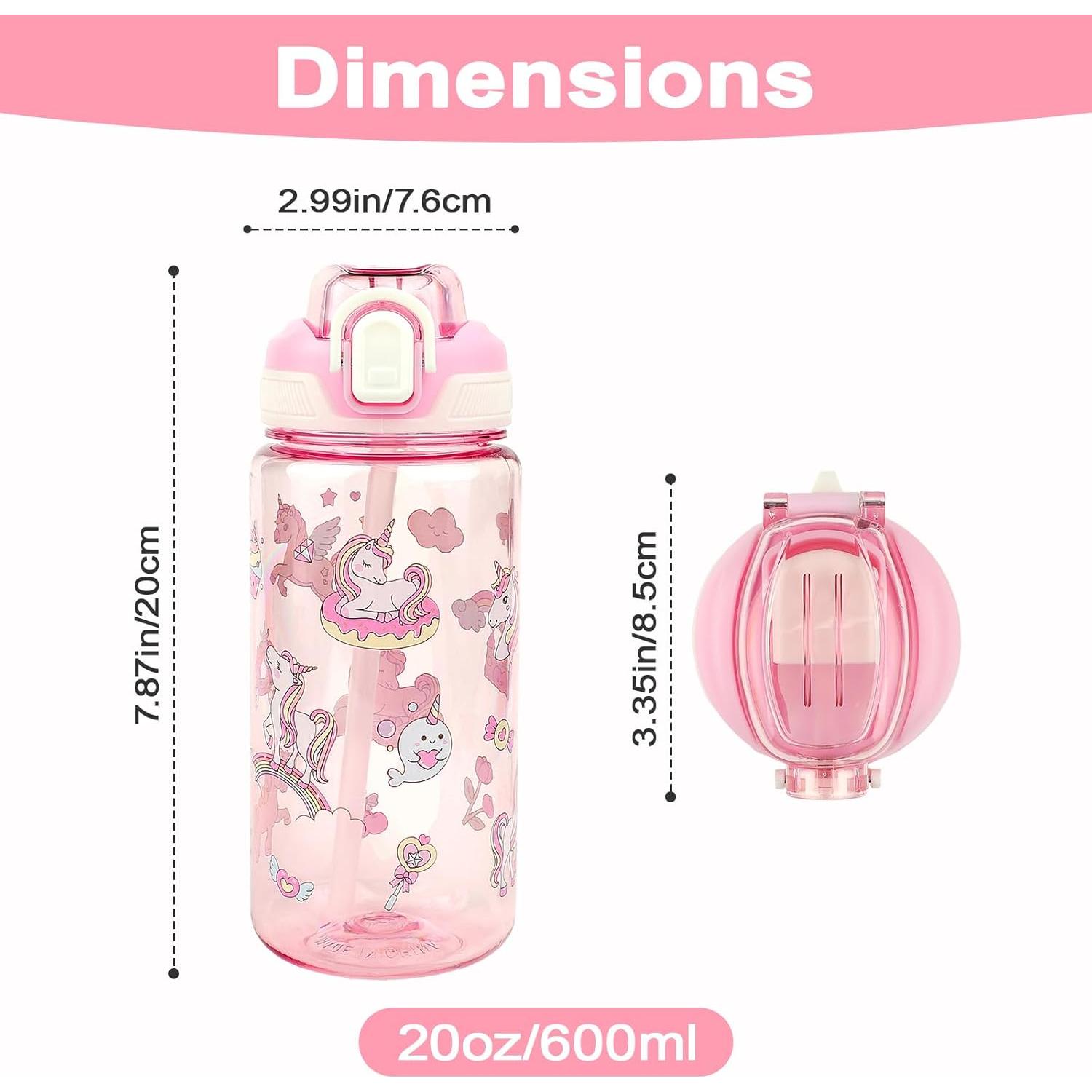 Botella de Agua para Niños Wooshwa Unicornio 600 ml con Pajita