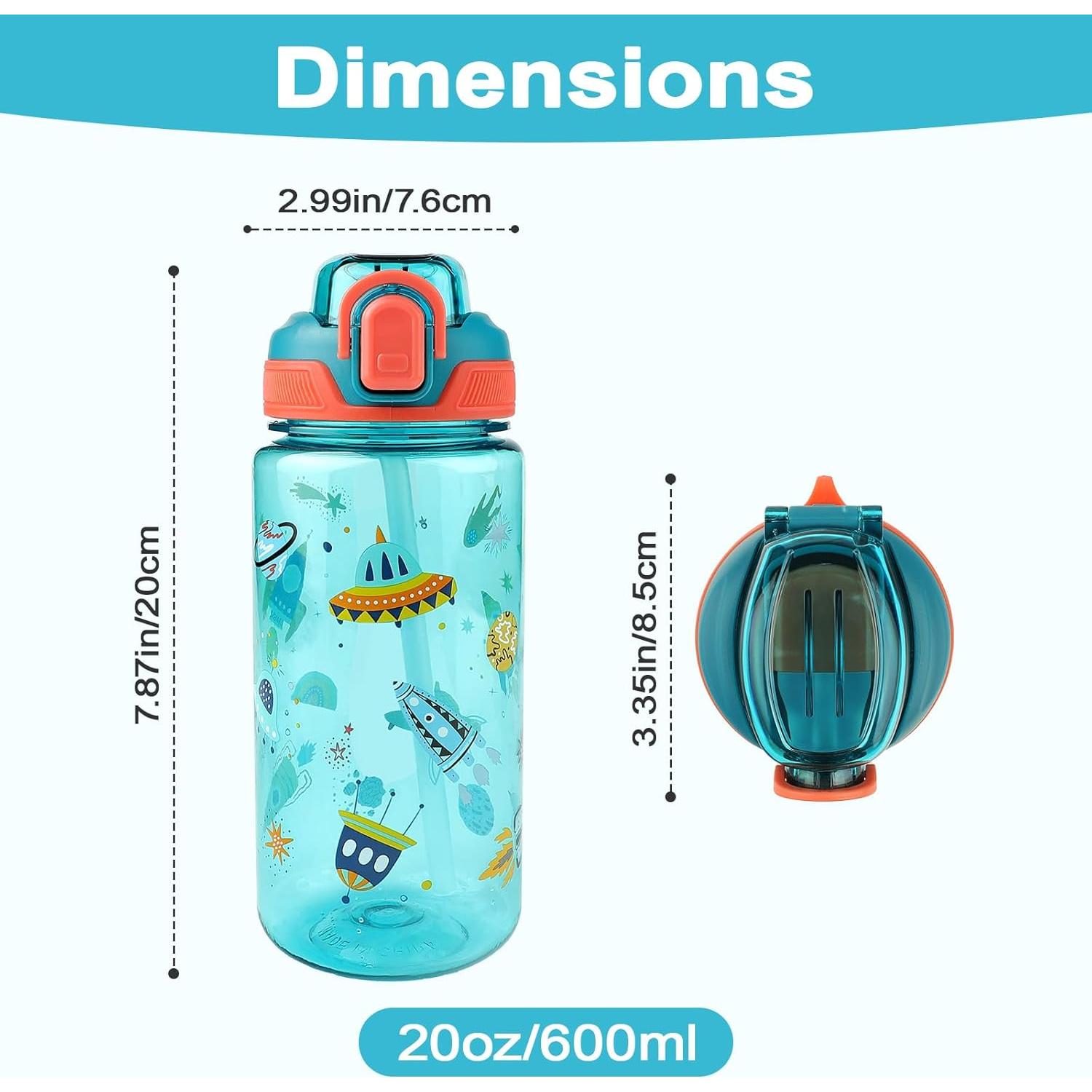 Botella de Agua para Niños Wooshwa 600ml 2 Paquete Cohete y Animales