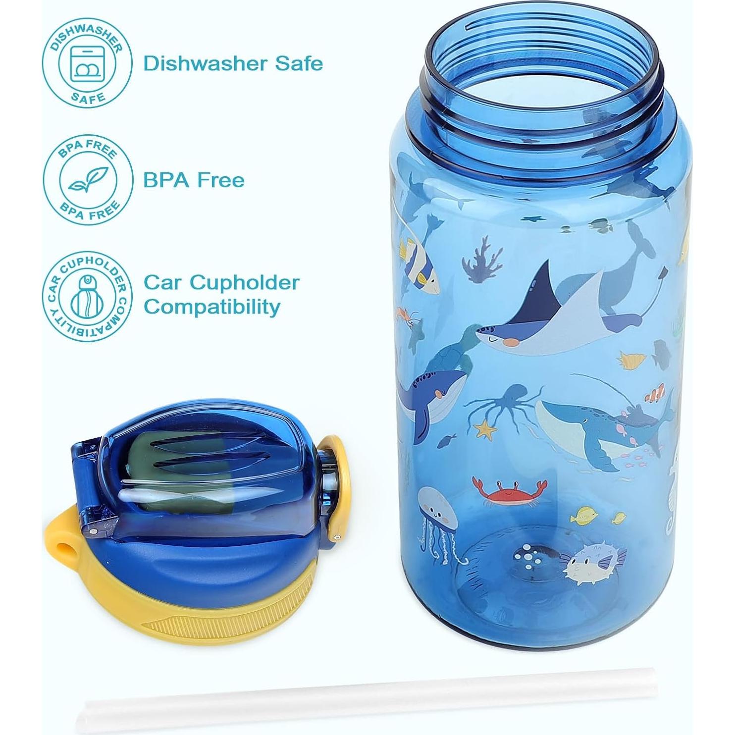 Botella de Agua para Niños Wooshwa 600ml 2 Paquete Cohete y Animales