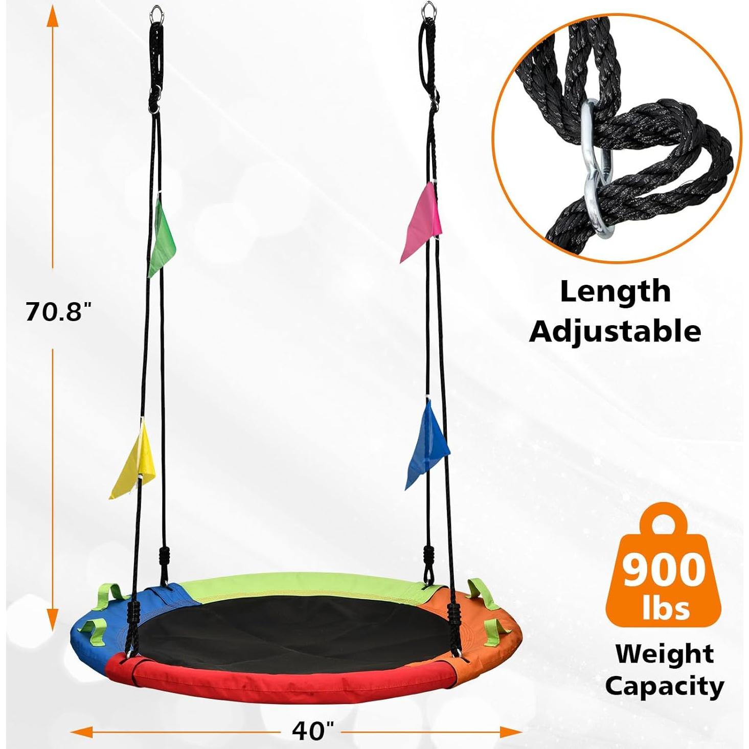 Columpio de Plato HeyZoo 101.6 cm Multicolor para Exterior