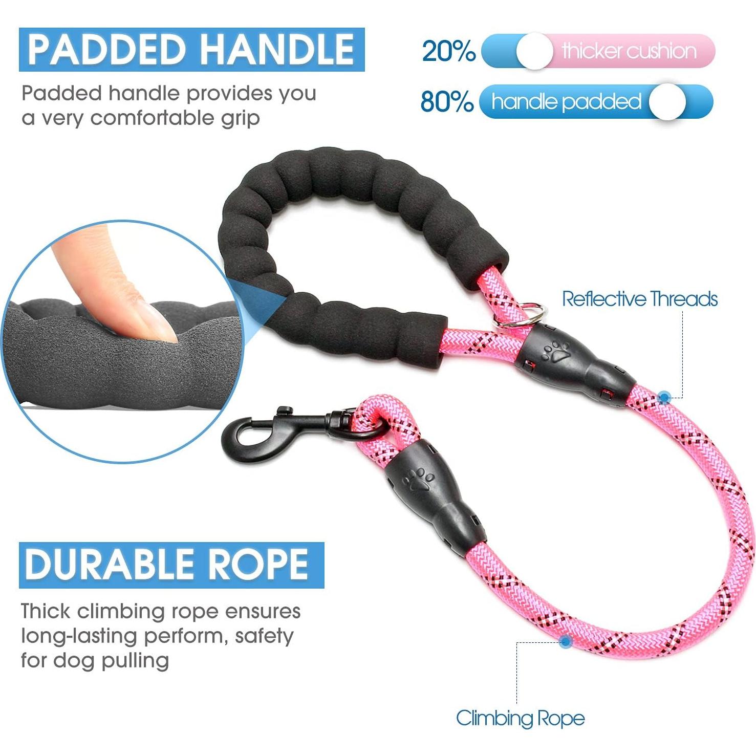 Correa para Perros BAAPET 61 cm Rosa con Mango Acolchado