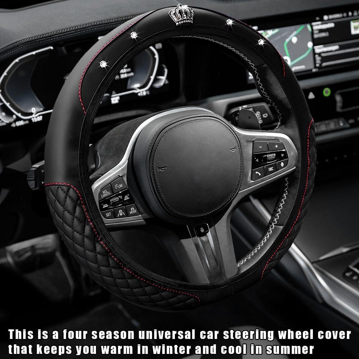 Cubierta de Volante de Coche Brillante Yourkar 38.1 cm Negro