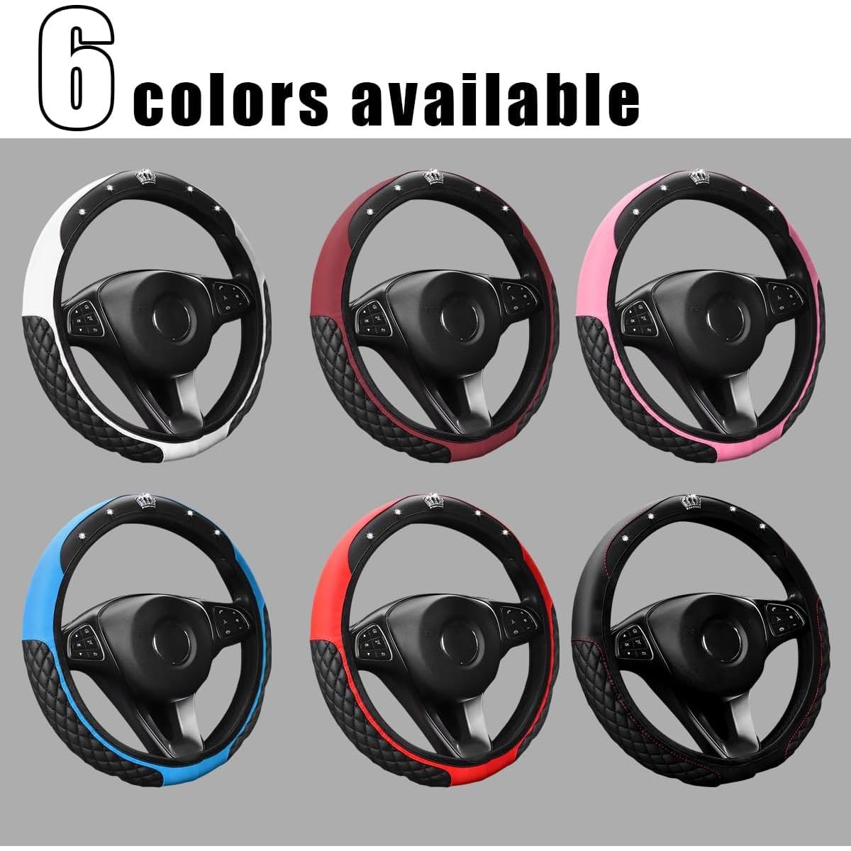 Cubierta de Volante de Coche Brillante Yourkar 38.1 cm Negro