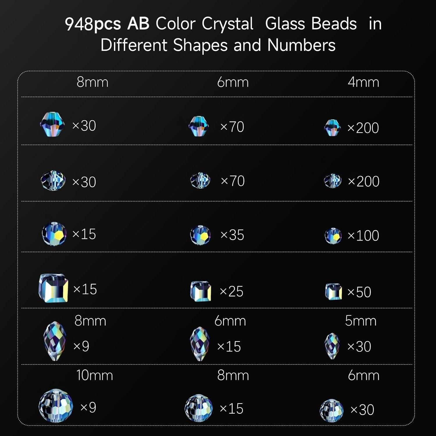 948 Cuentas de Cristal Vtssvow Aurora Boreal para Joyería DIY