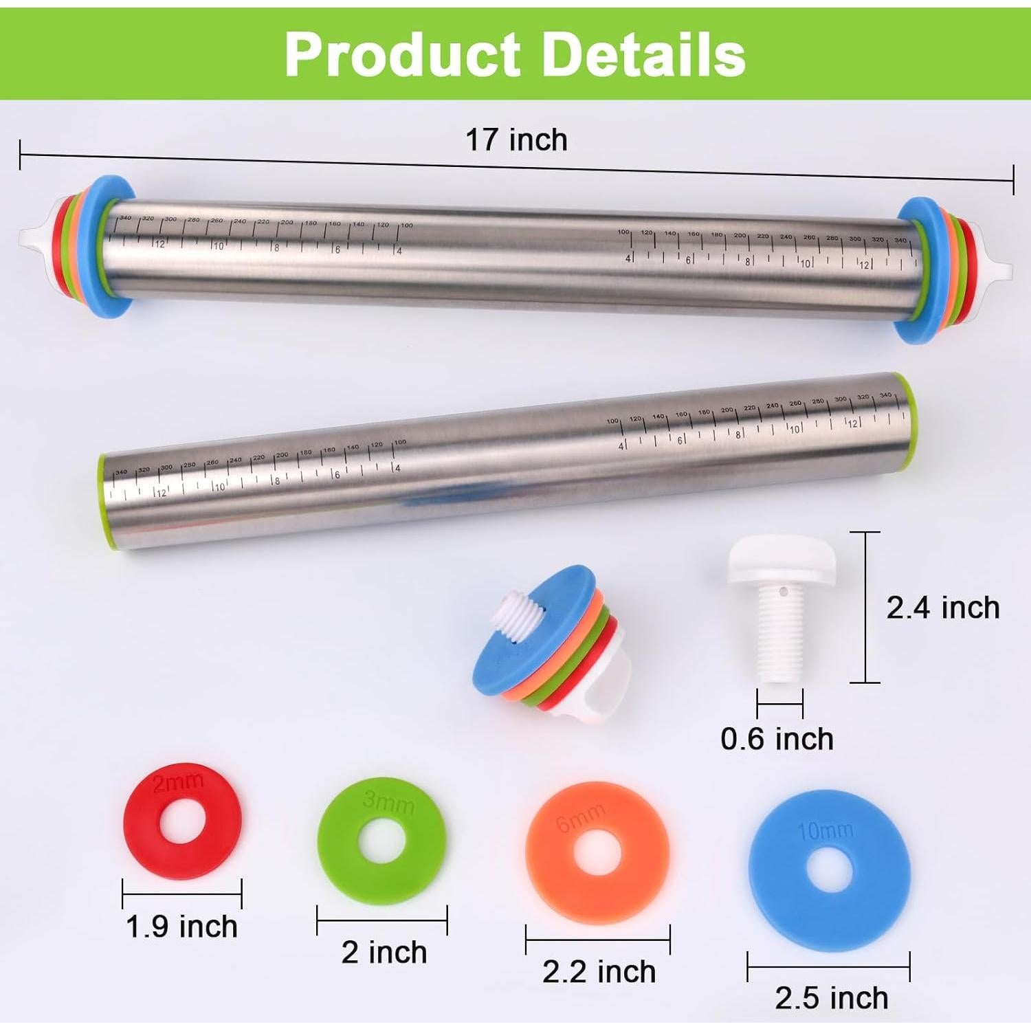 Rodillo Ajustable de Acero Inoxidable BIDFUL con Alfombrilla 60x40cm