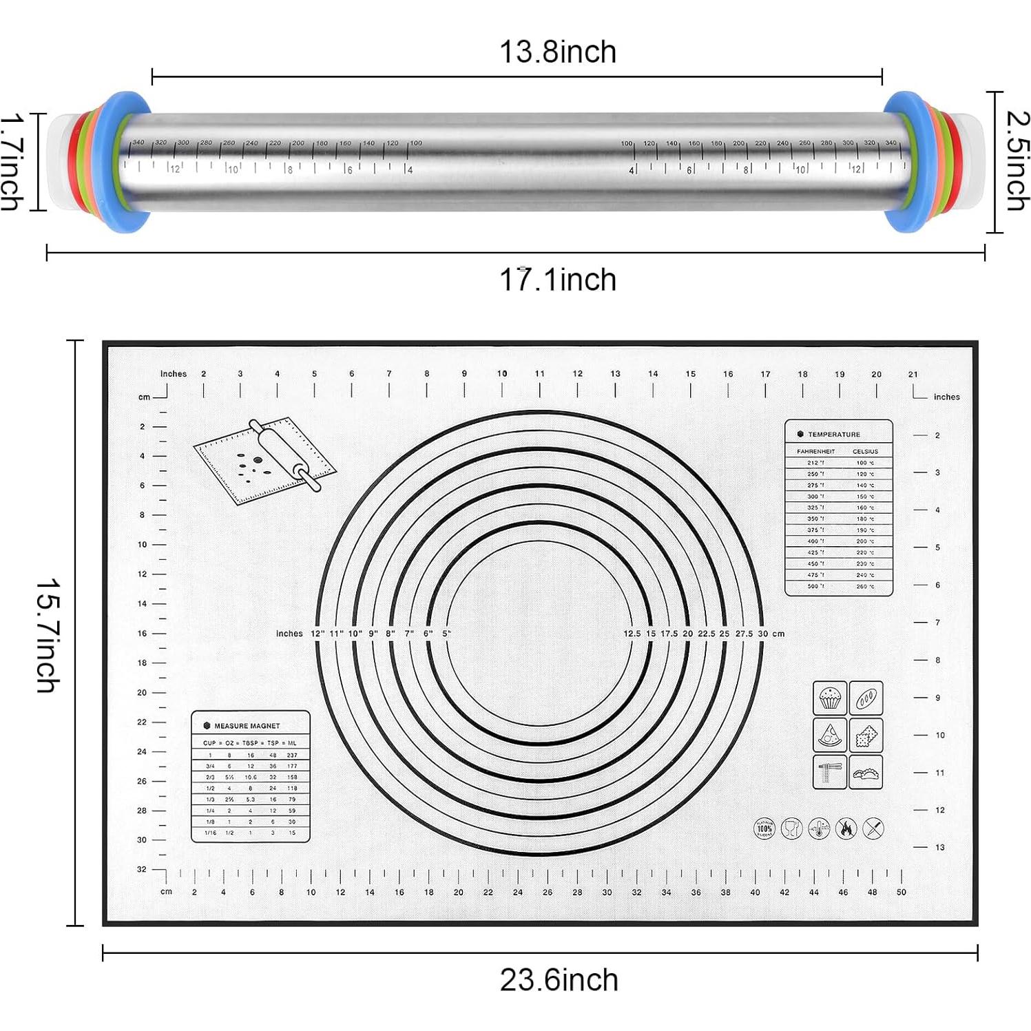 Rodillo Ajustable de Acero Inoxidable BIDFUL con Alfombrilla 60x40cm