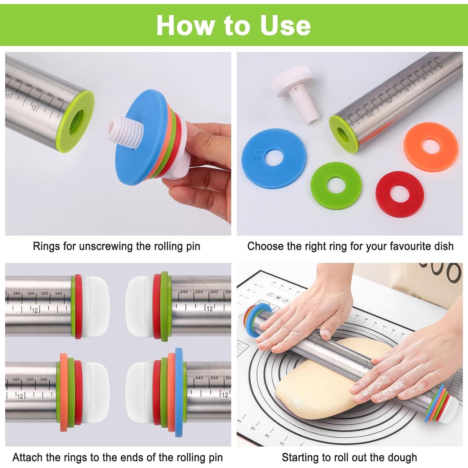 Rodillo Ajustable de Acero Inoxidable BIDFUL con Alfombrilla 60x40cm