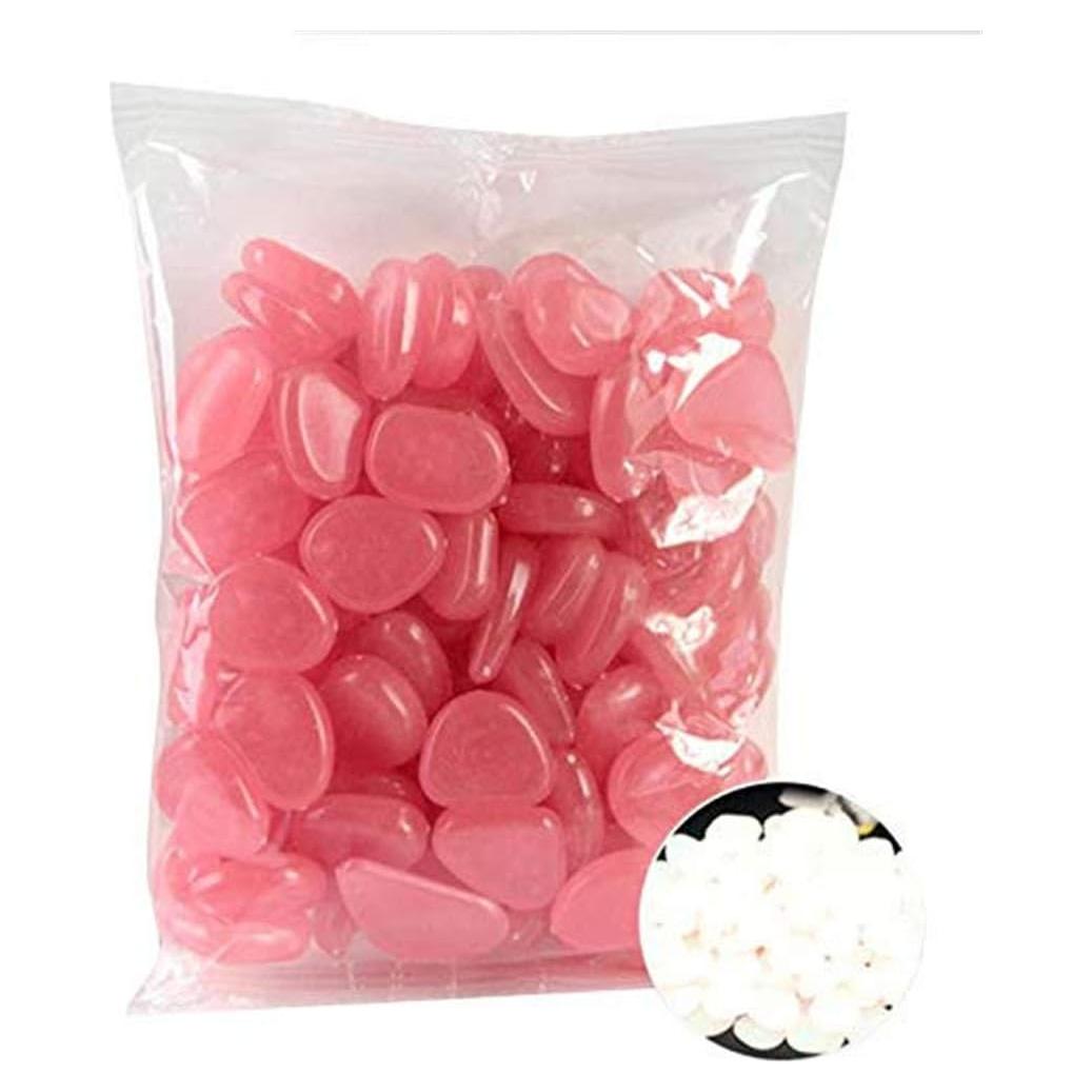 100 Piedras Luminiscentes Rosa para Jardín y Acuarios
