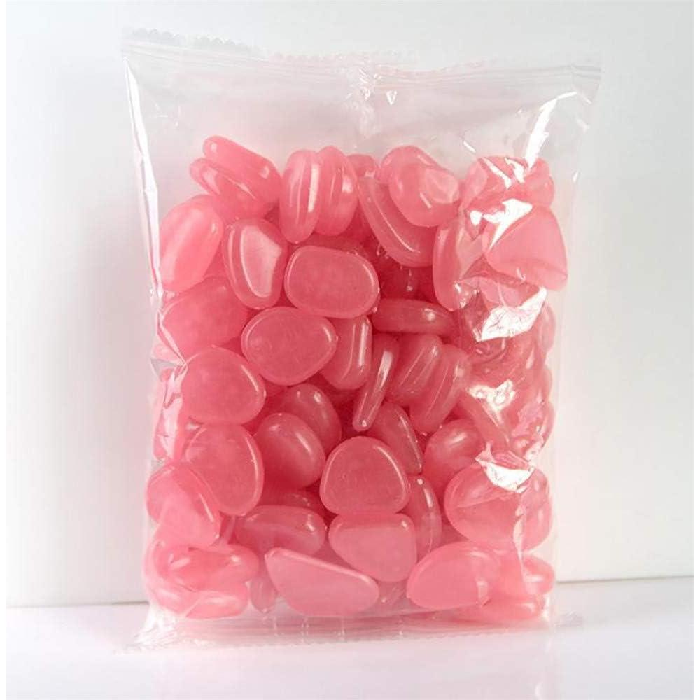 100 Piedras Luminiscentes Rosa para Jardín y Acuarios