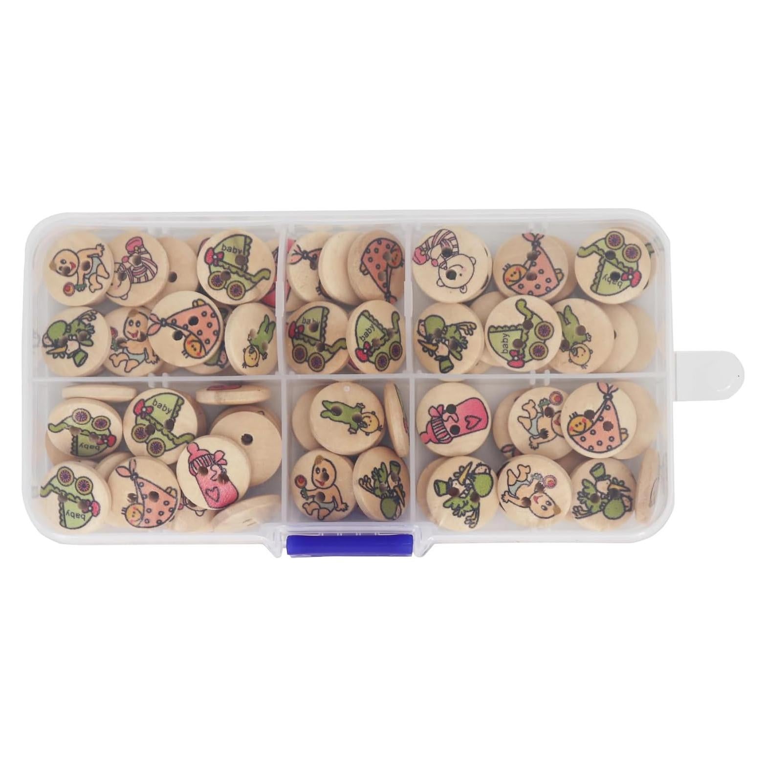 Botones de Madera LERFEY 15mm 100 Pcs Patrones Asortidos