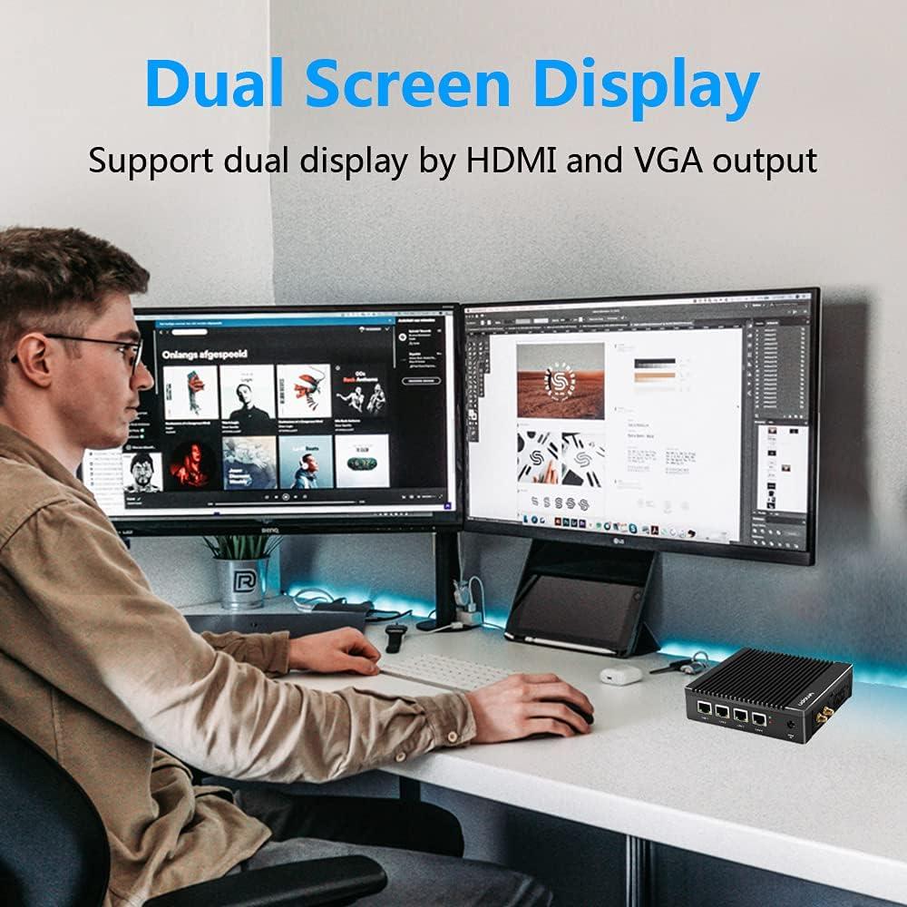 Mini PC Firewall VNOPN F12 Intel N3700 8GB 128GB 4x2.5GbE