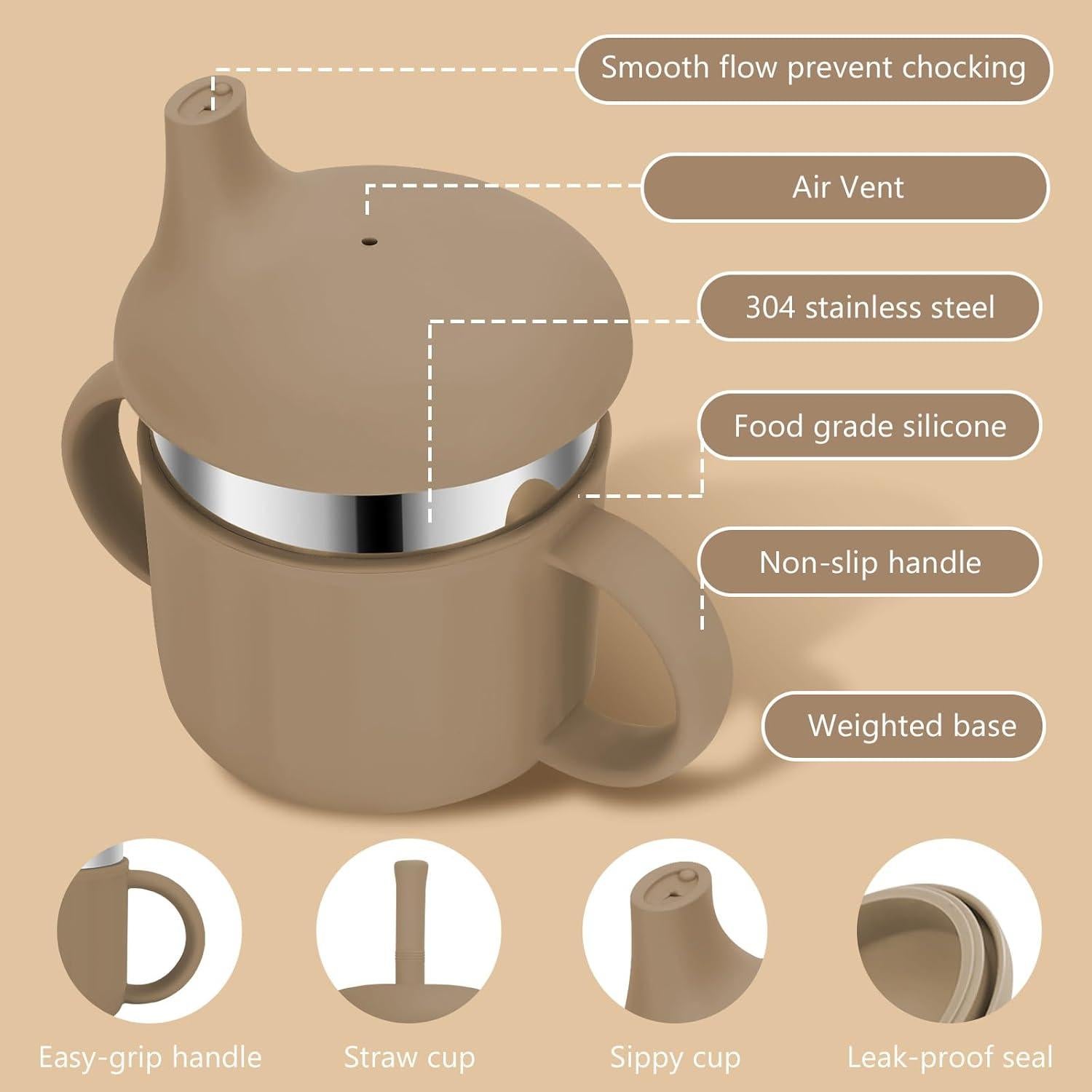 Tazas de Entrenamiento para Bebés EsOfficce 7.4 Oz 3 en 1