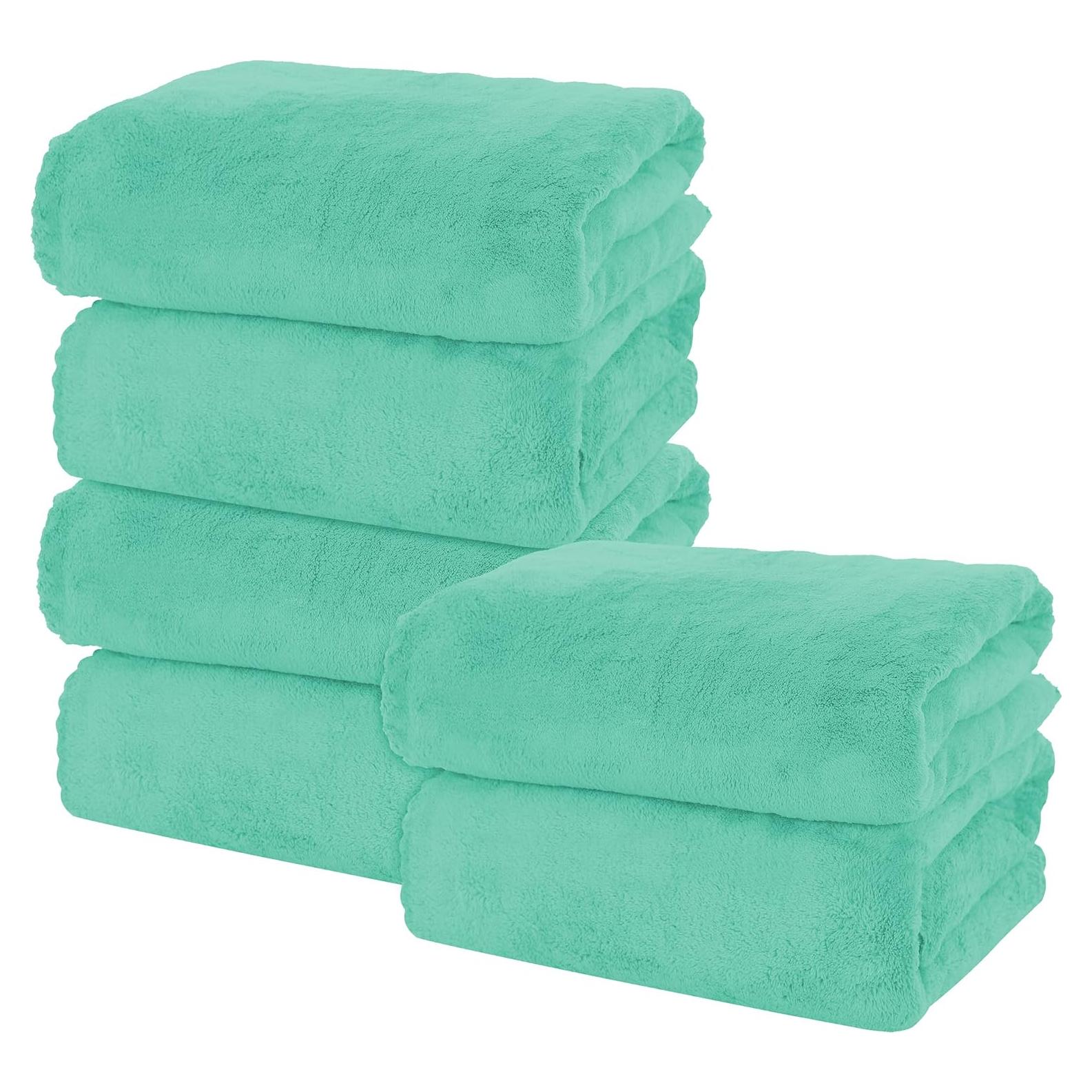 Set de Toallas de Baño MOONQUEEN 6 Piezas Microfibra Verde Aqua
