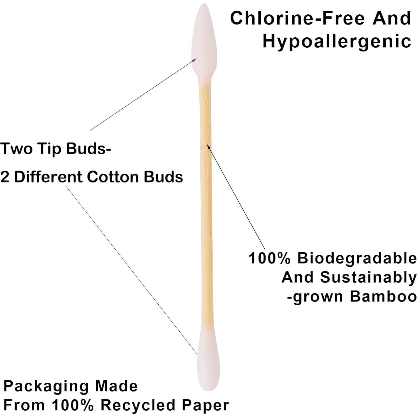 Hisopos de Algodón de Bambú Ecológicos Yoseng - 100 Piezas