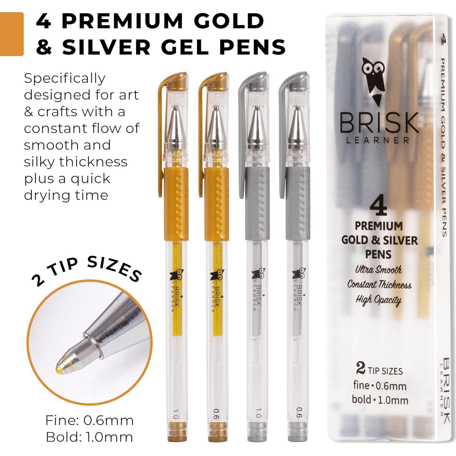 Set de 4 Bolígrafos de Gel Metálicos Brisk Learner 0.6 y 1.0mm