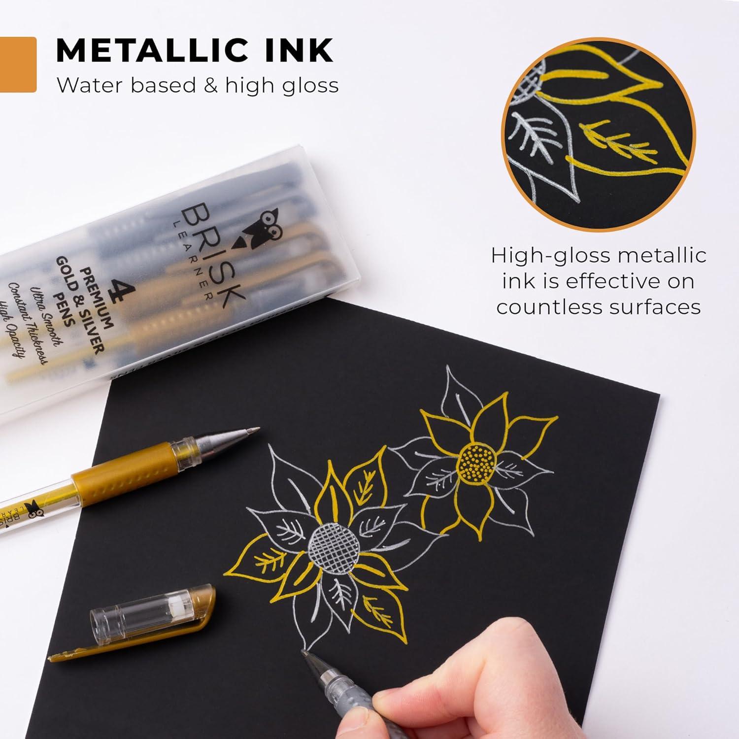 Set de 4 Bolígrafos de Gel Metálicos Brisk Learner 0.6 y 1.0mm