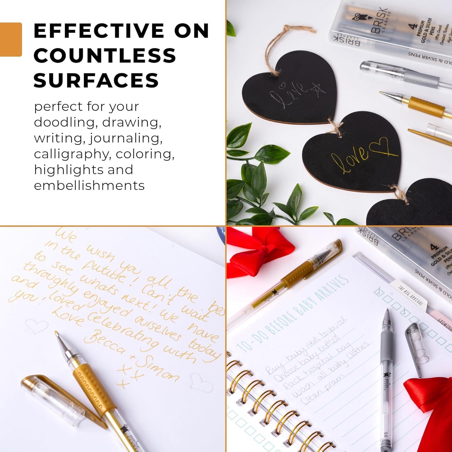 Set de 4 Bolígrafos de Gel Metálicos Brisk Learner 0.6 y 1.0mm