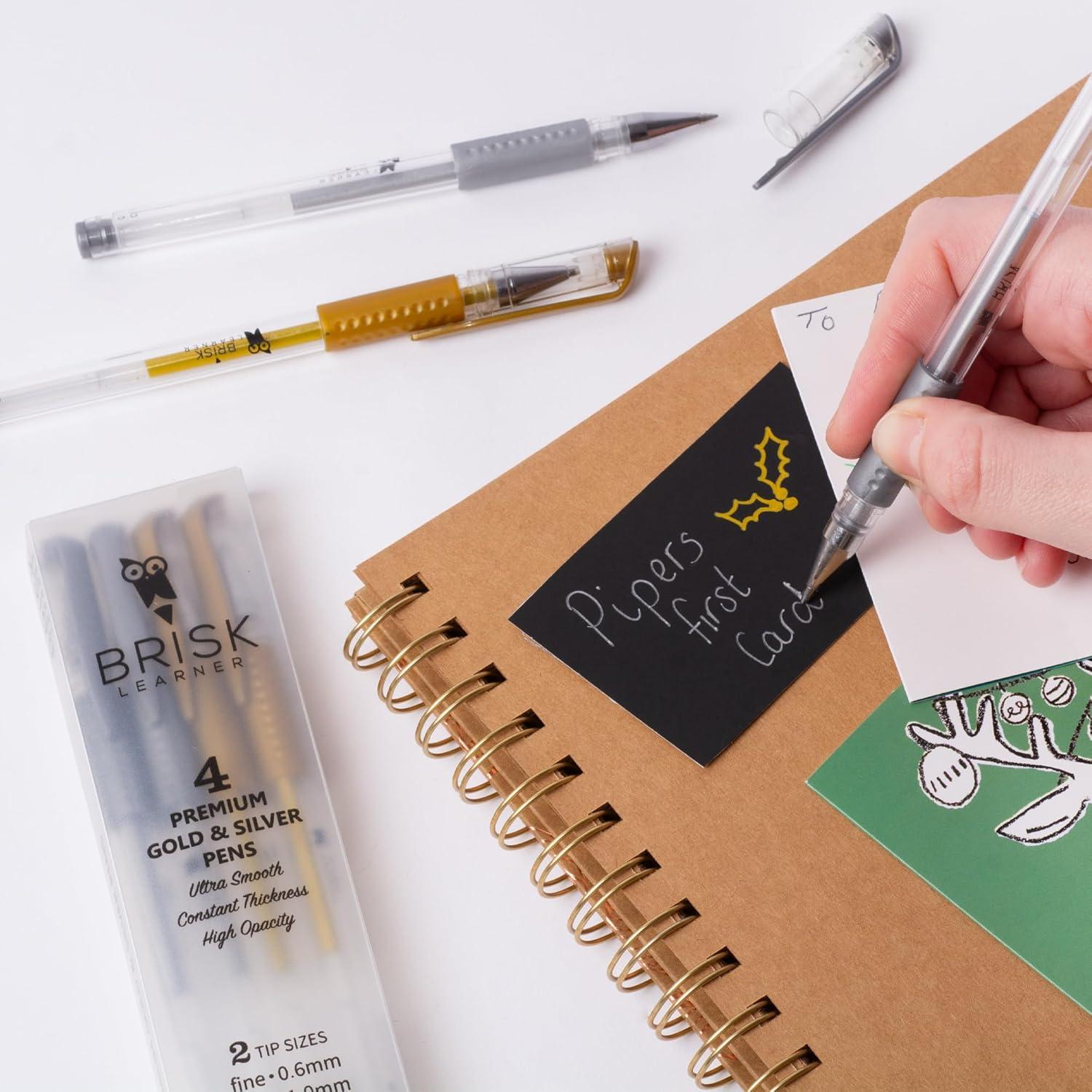Set de 4 Bolígrafos de Gel Metálicos Brisk Learner 0.6 y 1.0mm