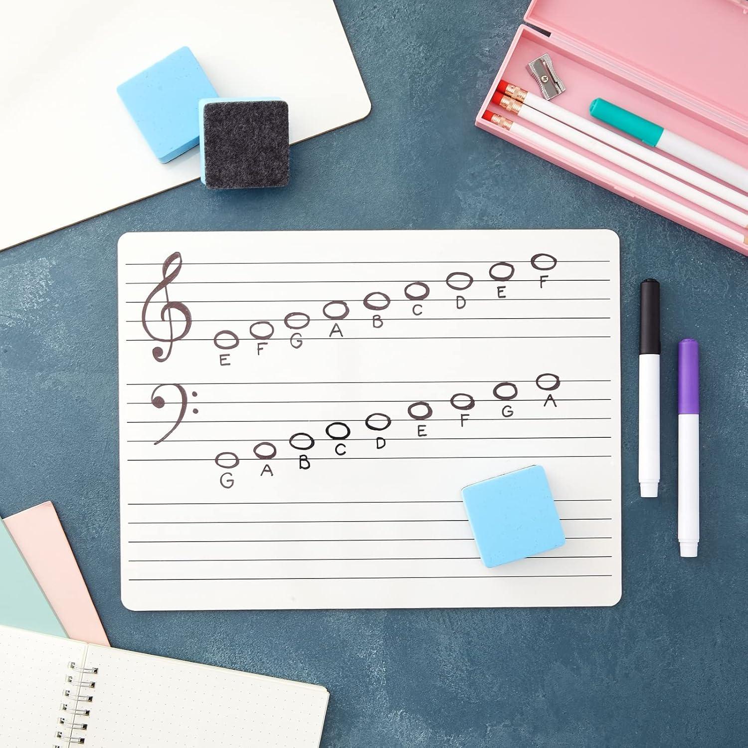 Juego de 12 Pizarras Blancas Musicales Bright Creations 22.86x30.48cm