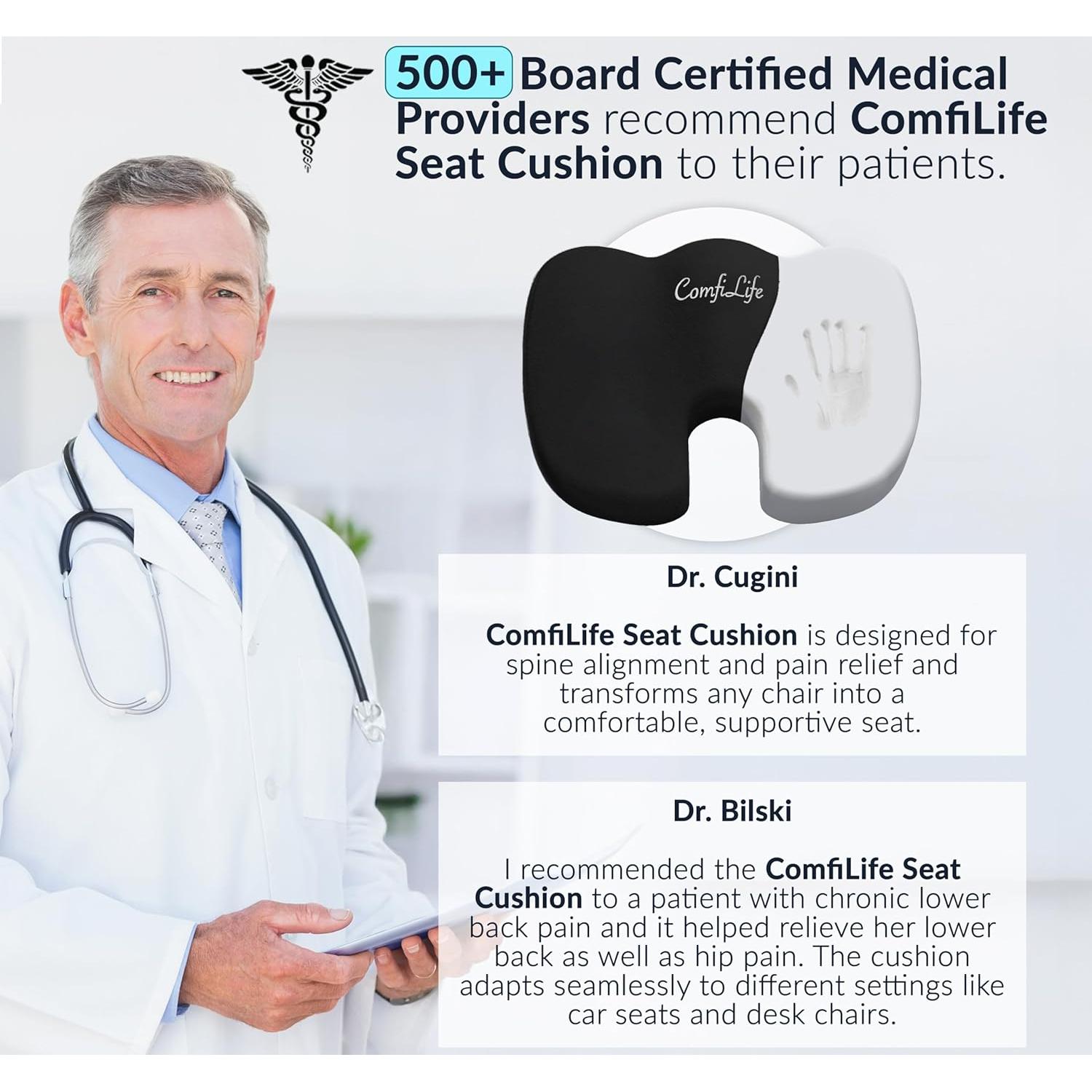 Cojín de Asiento Ortopédico ComfiLife - Espuma de Memoria 44.5x34.8cm