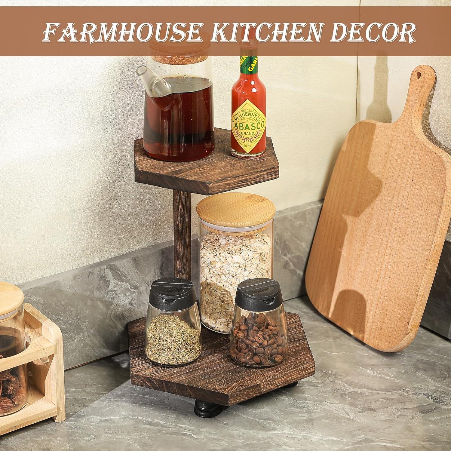 Soporte Hexagonal de Madera Tikea 2 Niveles para Decoración